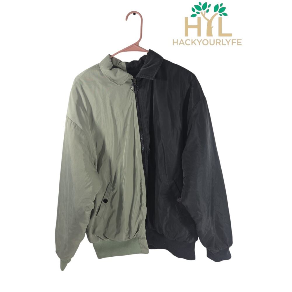 Adika Green And Black Bomber Jacket Size L Oversized Outdoor Classic Used